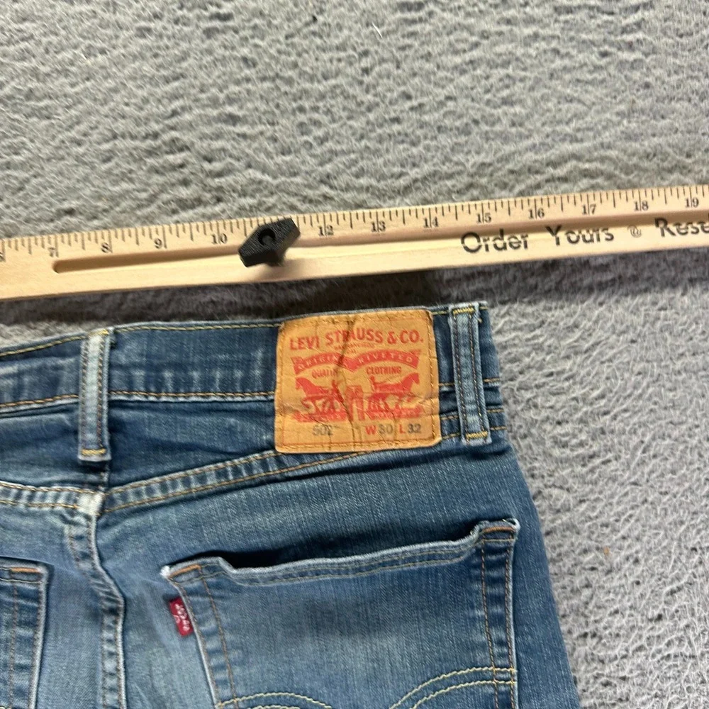 Levi's 502 Jeans Men 30x32 Blue Cotton Denim Straight Leg Workwear Faded Stretch